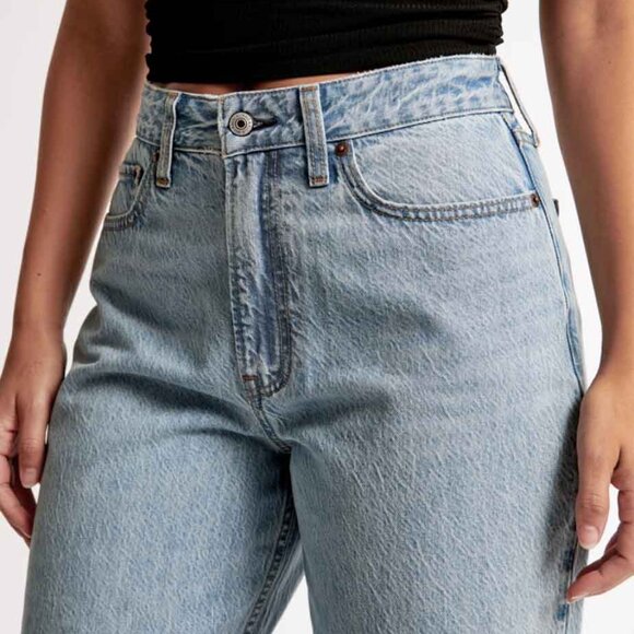ABERCROMBIE & FITCH CURVE LOVE 'THE LOOSE' HIGH RISE LIGHT TINTED JEANS - Picture 6 of 12